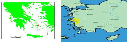 Položaj ostrva Naksos i Jonska oblast